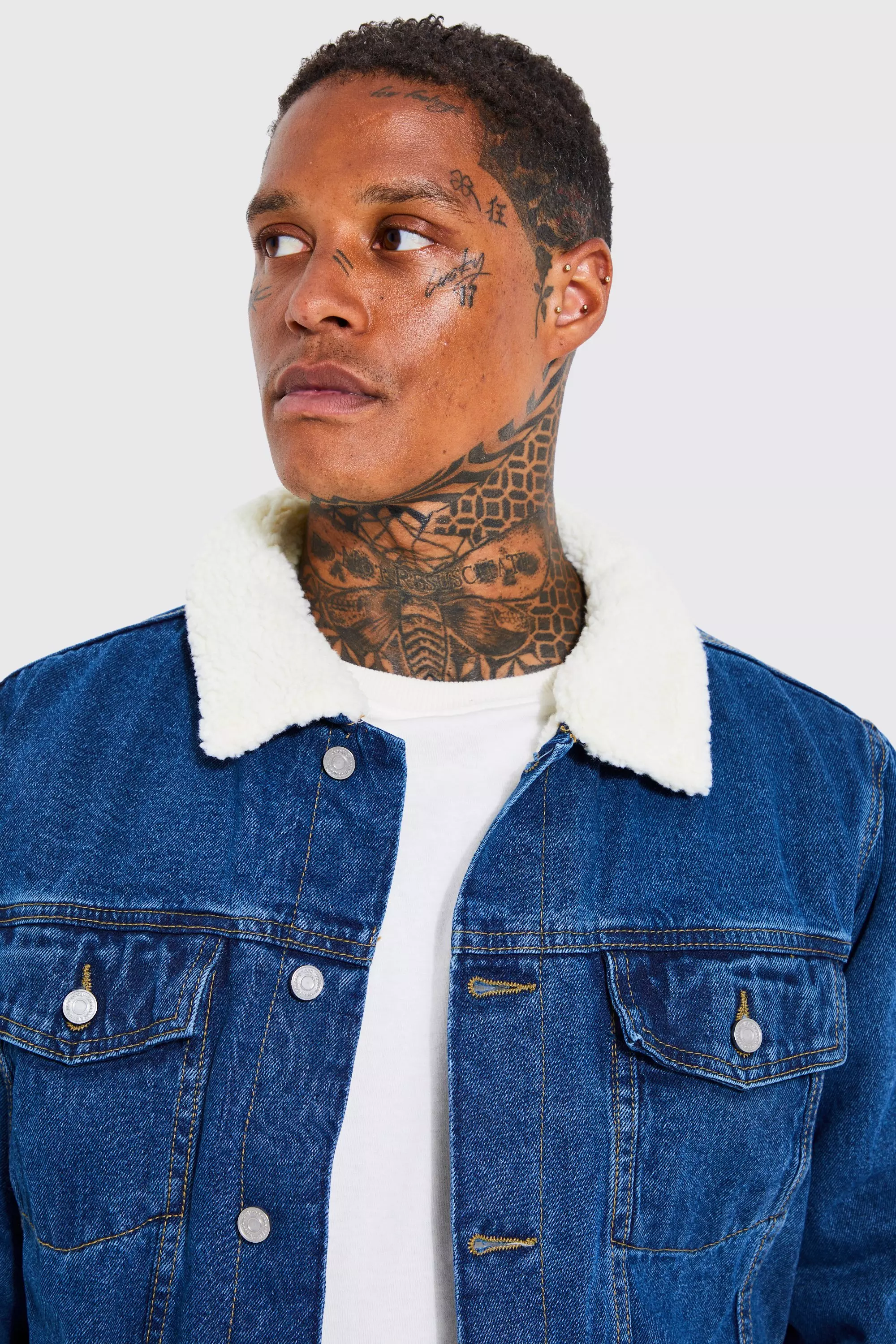 Mens borg outlet denim jacket